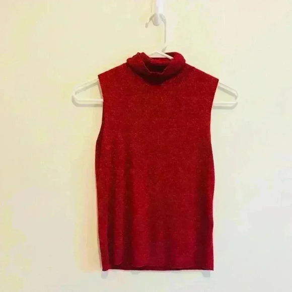 Sleeveless Red Sparkly Cowl Neck Top - Picture 1 of 3